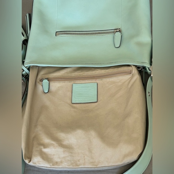 COACH Legacy Tassel Top Smooth Leather Duffel in Mint - Picture 9 of 14